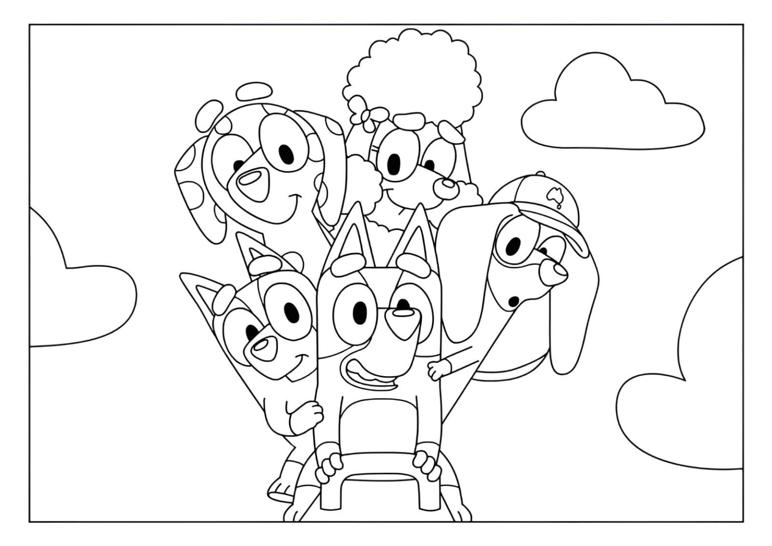 Desenho da bluey com bingo para colorir - Mr Desenho