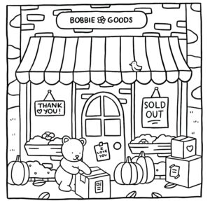 Desenho de Bobbie Goods na sala de magia