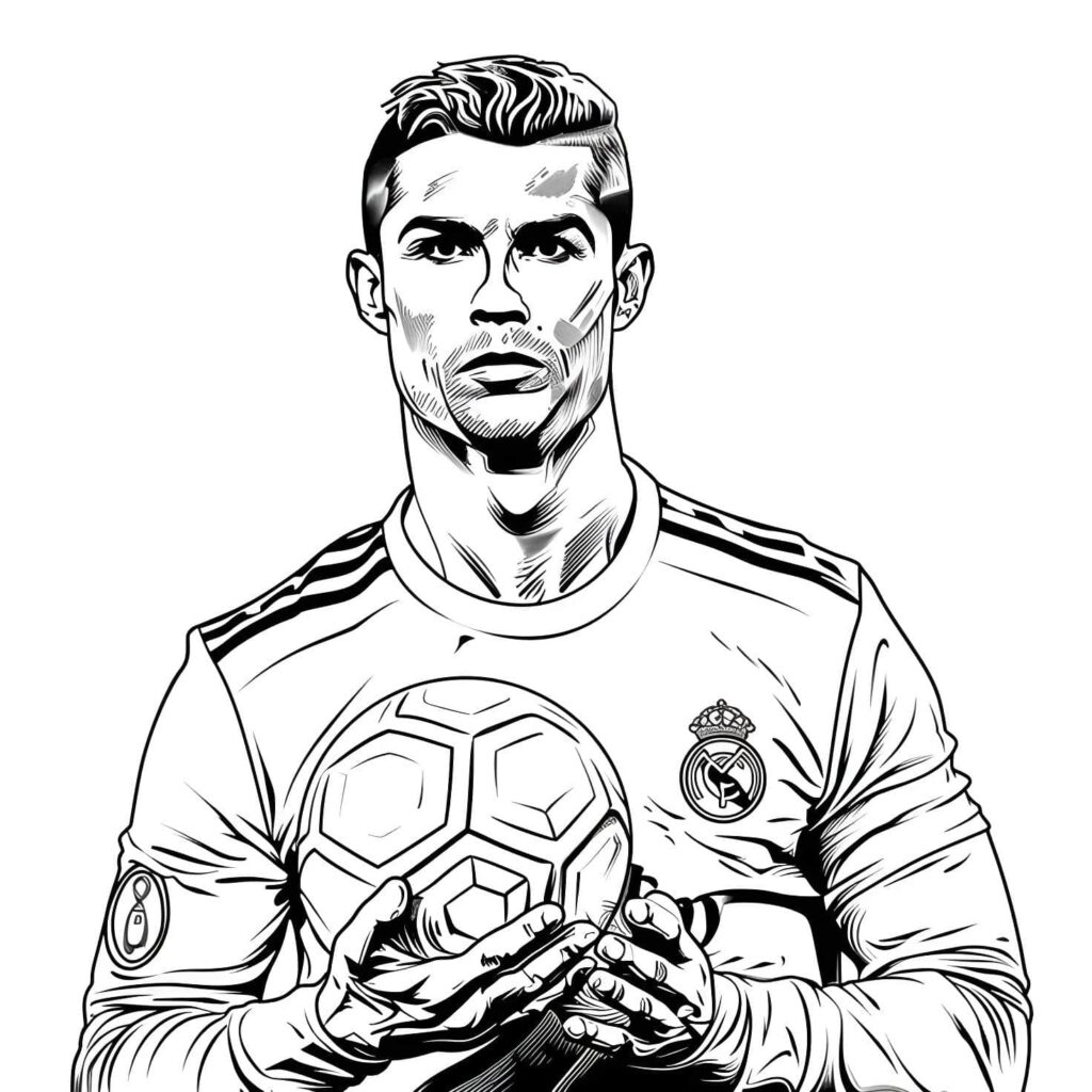 Desenho do Cristiano Ronaldo real madrid bola de ouro para colorir - Mr ...