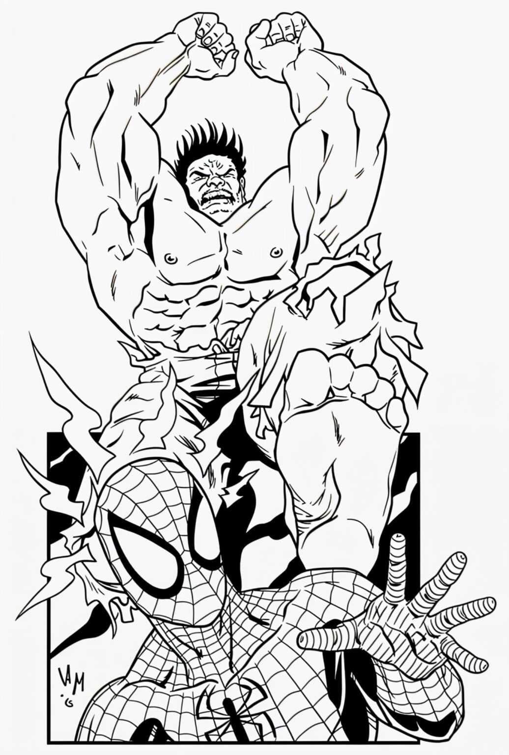 Desenho do Homem Aranha e hulk para colorir - Mr Desenho